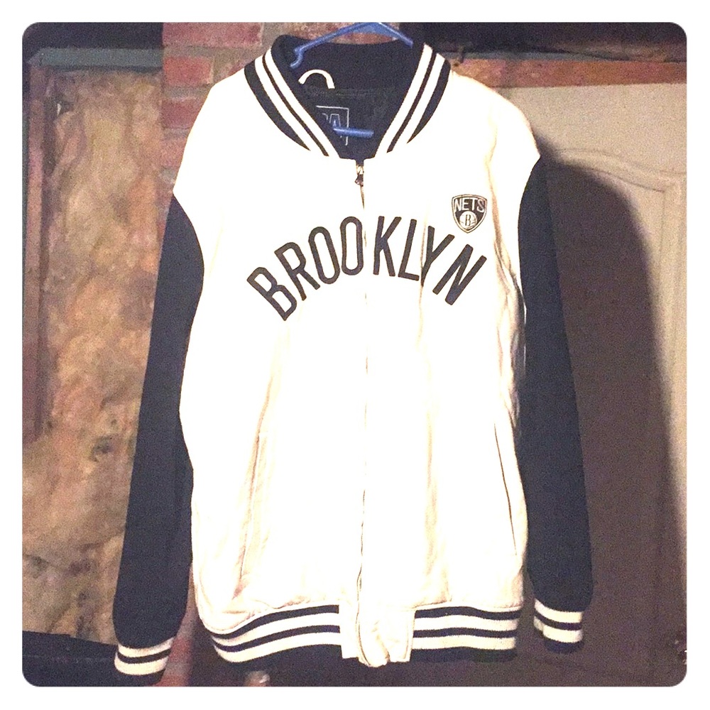 Brooklyn Nets leather Letterman Jacket